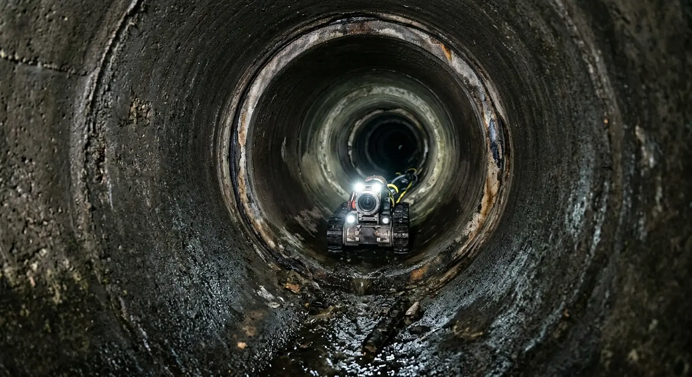 Robotic sewer camera inspecting pipe interior for Sewer Line Repair in West Linn